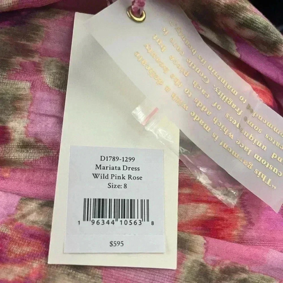 NWT LOVESHACKFANCY Mariata Floral A Line Maxi Dress Wild Pink Rose 8 - Picture 7 of 7